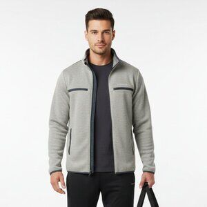 Columbia Men's Gray Terpin Point III Woven Knit Fleece Long Sleeve Zip Jacket S